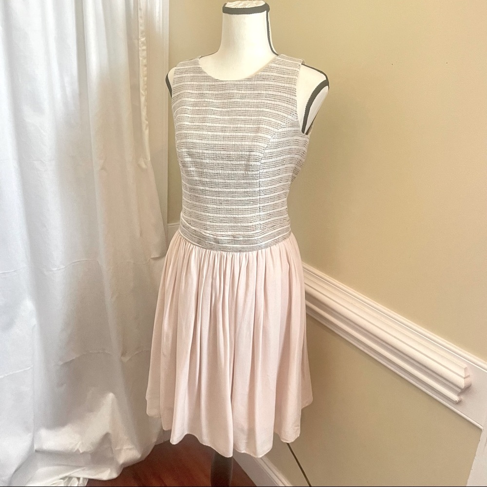 Anthropologie Paper Crown Shimmered Tweed & Silk Dress